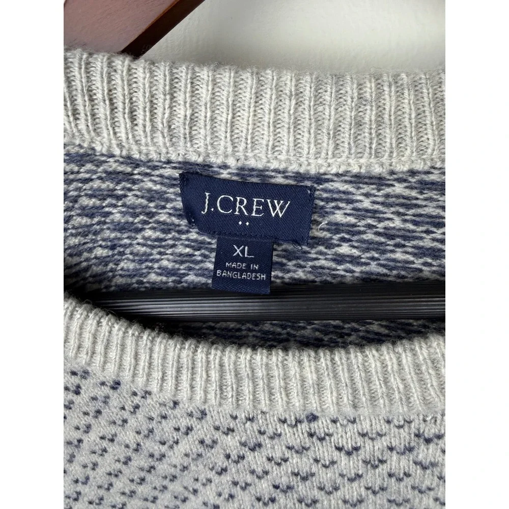 J Crew Supersoft Lambswool Blend Bird's Eye Knit Crewneck Sweater XL Gray Blue
